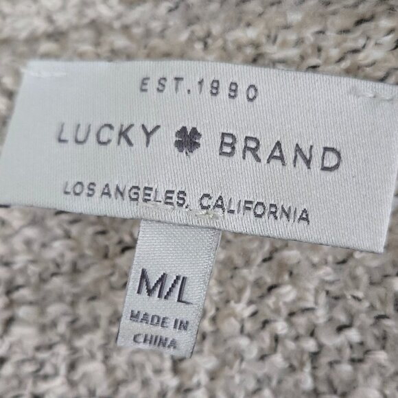 Lucky Brand Boho Knitted Shawl Wrap Women's Native Tassel Tie Chunky Fray Hem ML - Picture 7 of 8